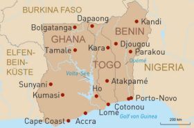Landkarte Benin Togo Ghana